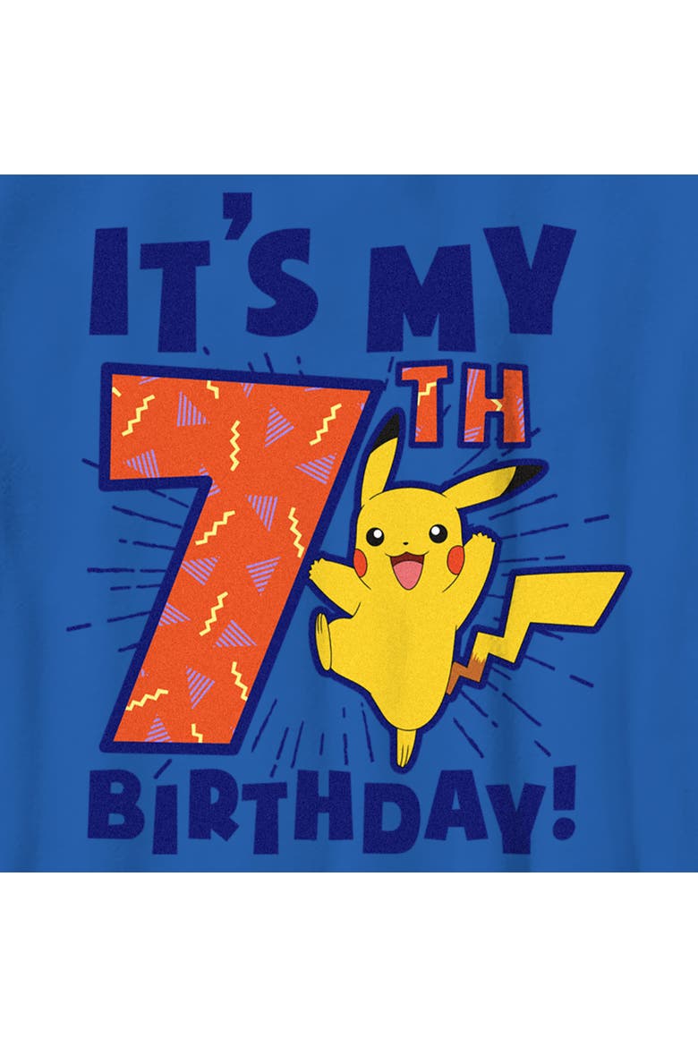 Boy's Pokemon It's My 7th Birthday Pikachu  Graphic T-Shirt, Alternate, color, Royal Blue