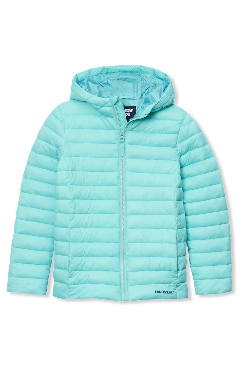 Kids ThermoPlume Packable Hooded Jacket, Main, color, Aqua Splash