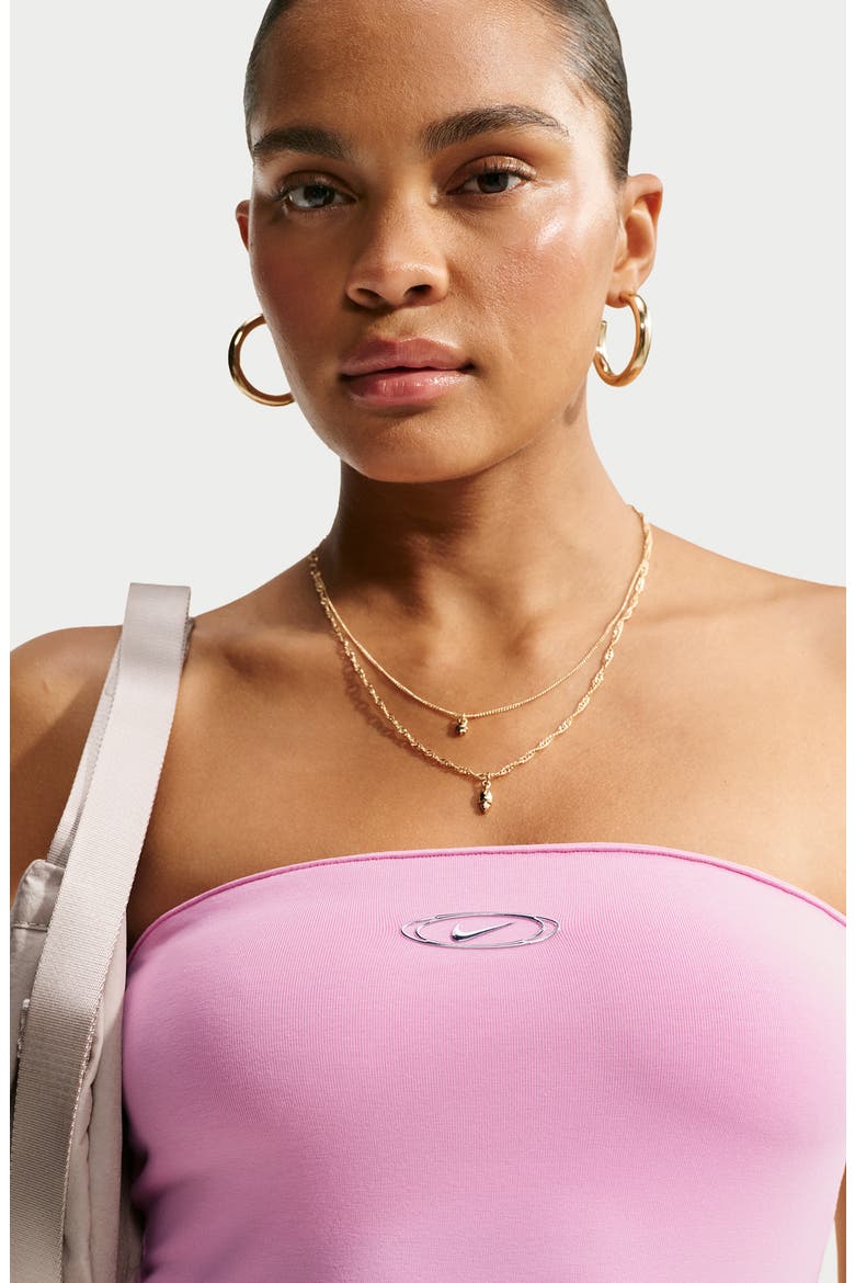 Strapless Minidress, Alternate, color, PINK RISE/ METALLIC SILVER