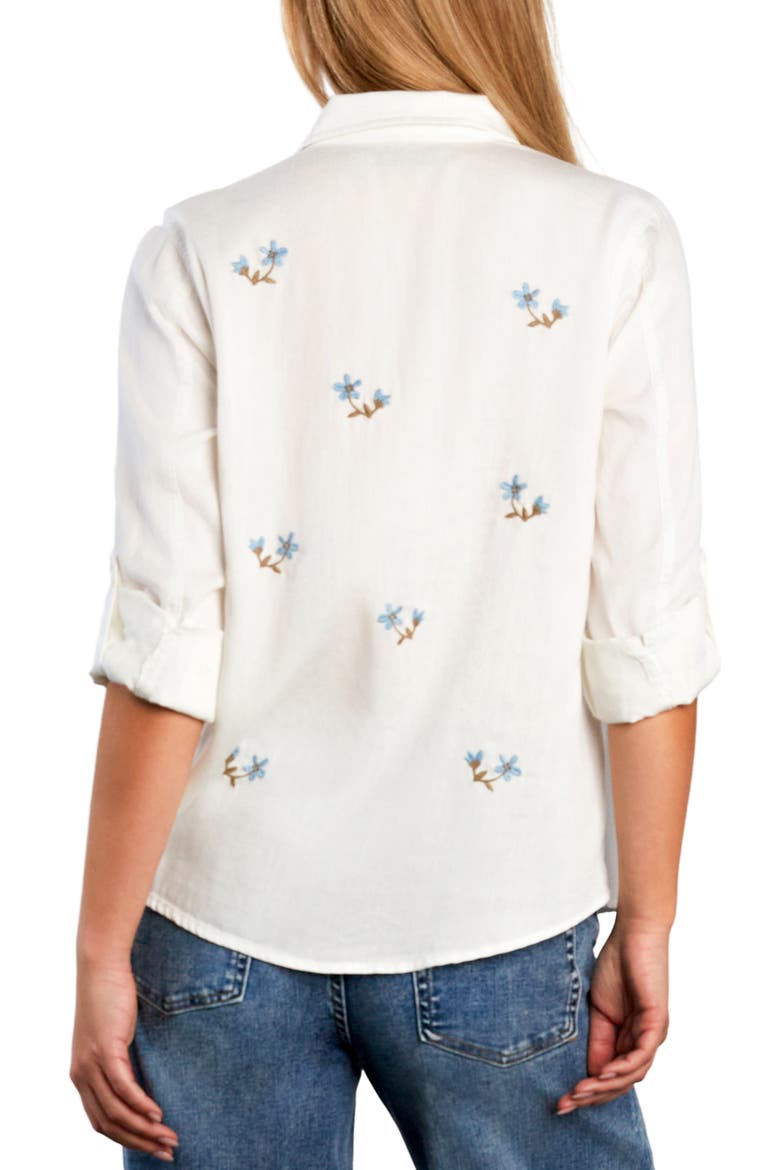 Sunny Ditsy Floral Embroidered Button-Up Shirt, Alternate, color, WHITE FLOWER