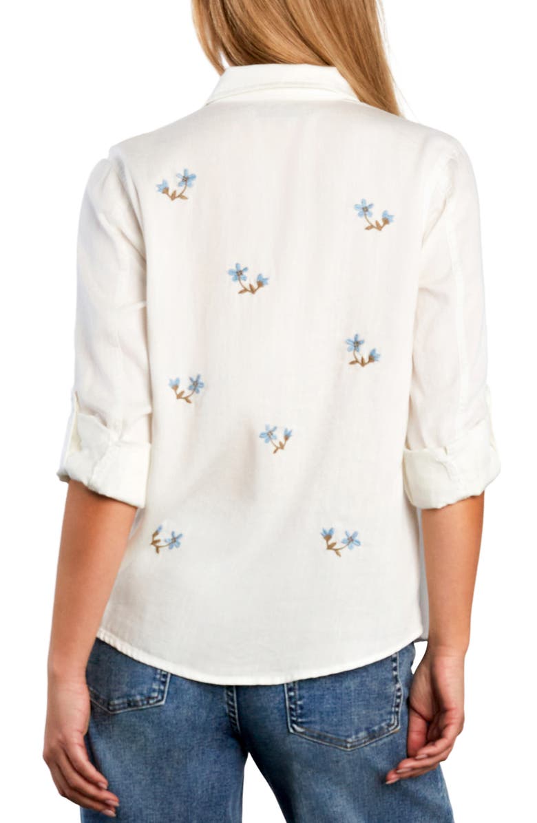 Billy T Sunny Ditsy Floral Embroidered Button-Up Shirt, Alternate, color, White Flower