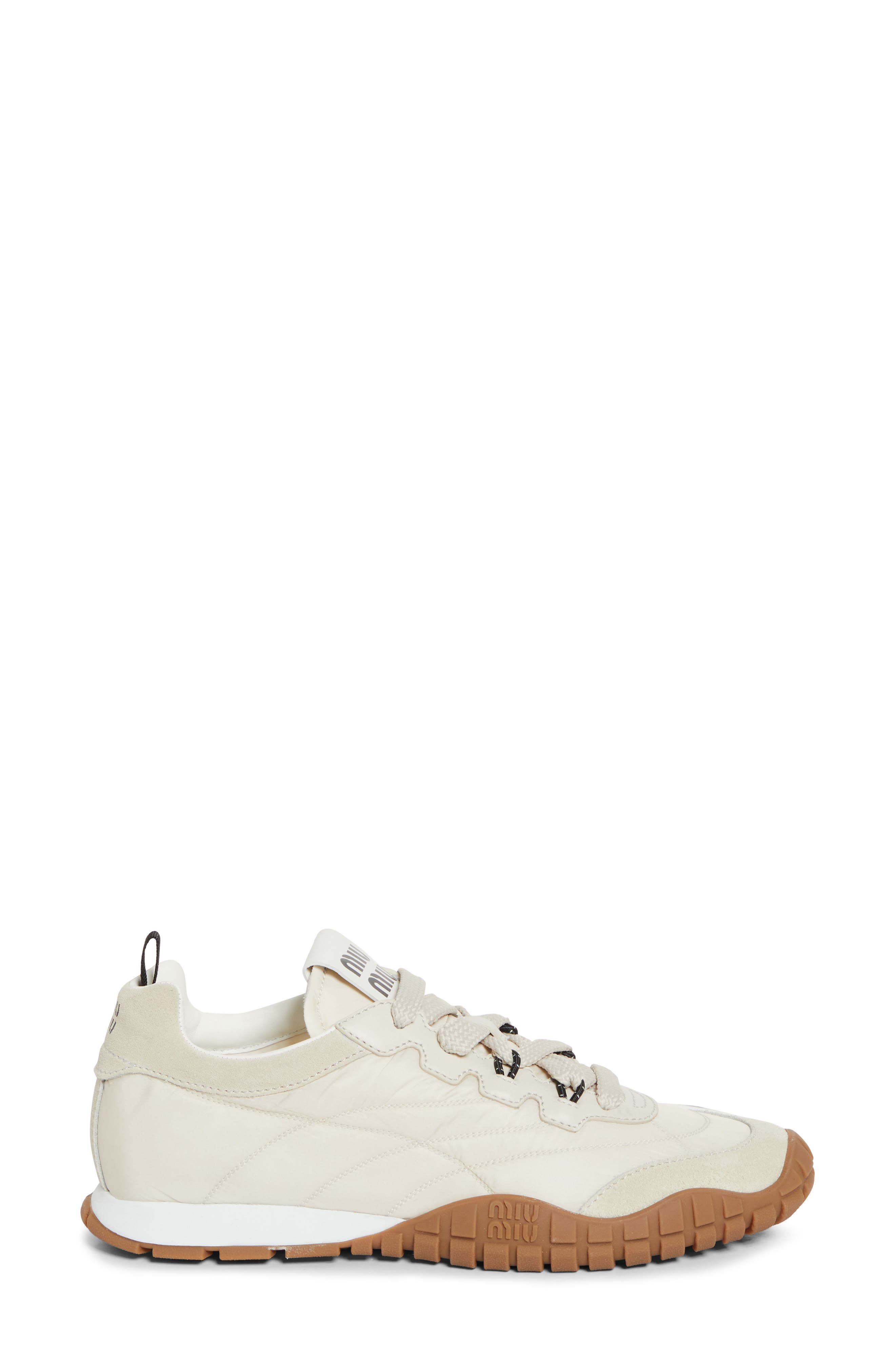 Miu Miu Sport Quilted Nylon Sneaker, Alternate, color, Avorio