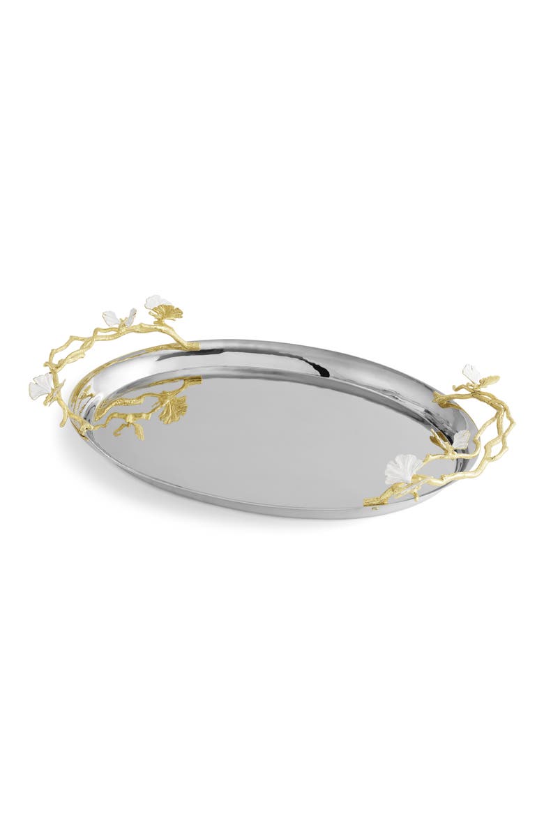 Butterfly Ginkgo Large Tray, Alternate, color, SILVER