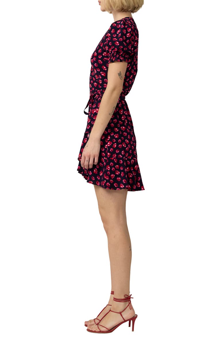 DVF Emilia Floral Puff Sleeve Wrap Dress, Alternate, color, Hibiscus Dot Maritime