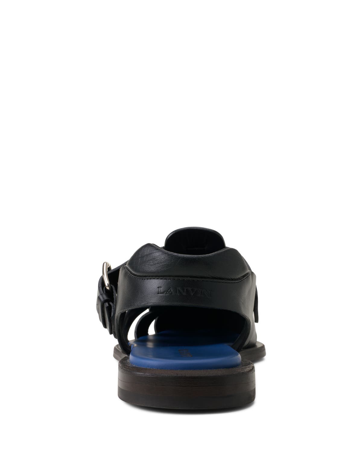 Lanvin Pointed-Toe Leather Sandals, Alternate, color, Black