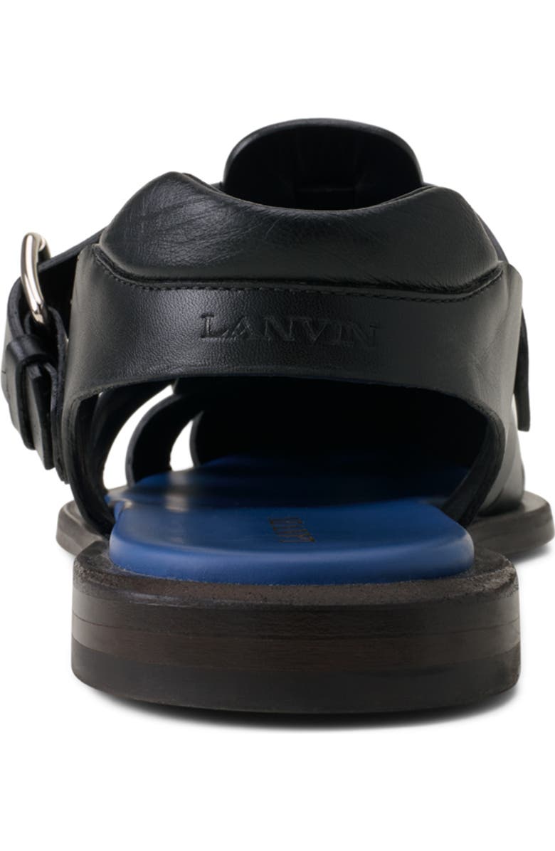 Lanvin Pointed-Toe Leather Sandals, Alternate, color, Black