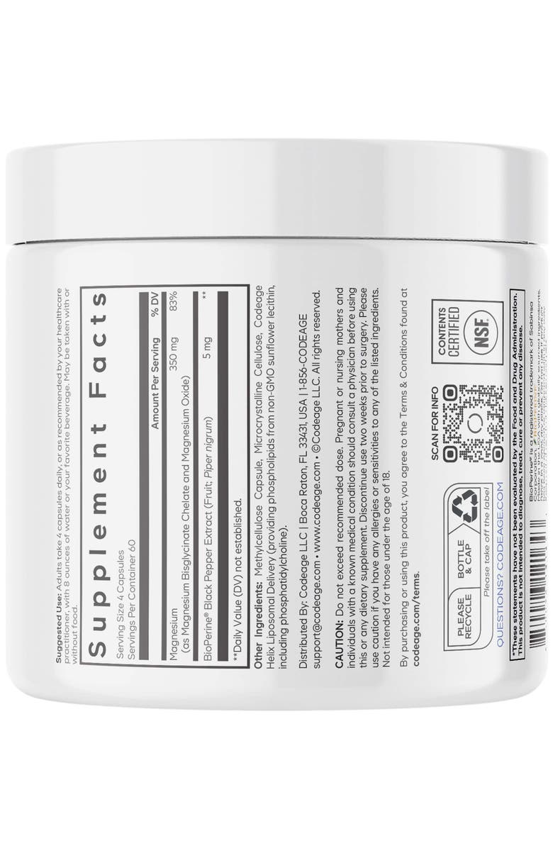 Codeage Magnesium Bisglycinate Chelate Supplement 2-Month Supply, Alternate, color, 