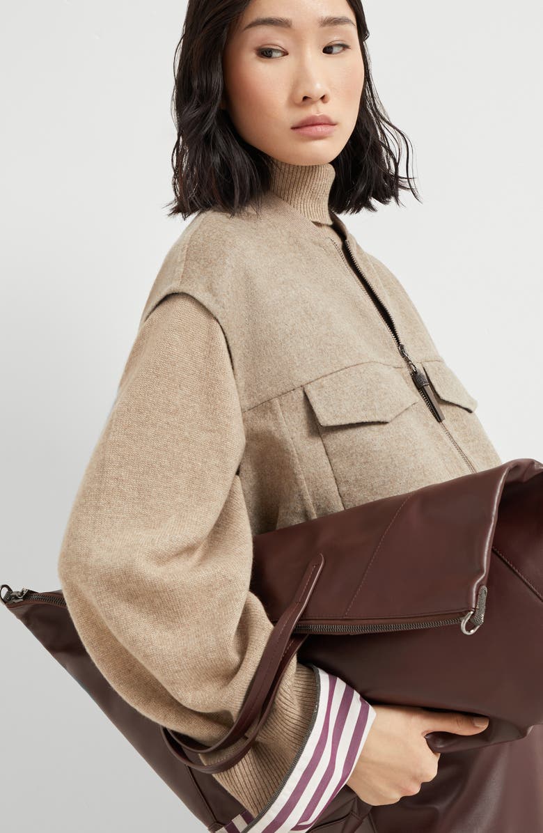 Brunello Cucinelli BC Duo large shopper bag, Alternate, color, Burgundy