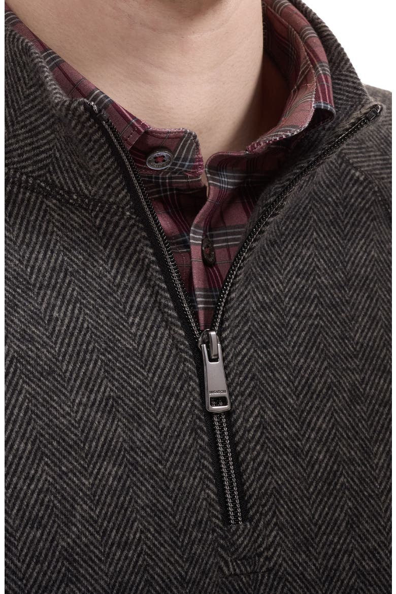 Herringbone Quarter Zip Knit Top, Alternate, color, BLACK