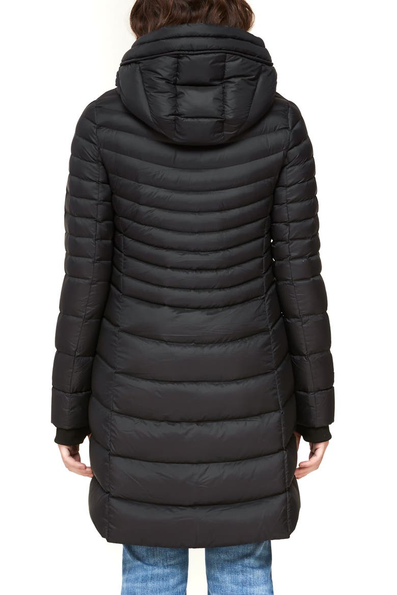 Lightweight Hooded Down Coat, Alternate, color, BLACK