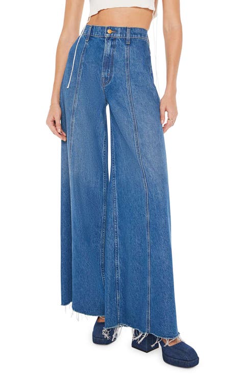 The Lunch Line Sneak High Waist Frayed Hem Wide Leg Jeans (Yummy)