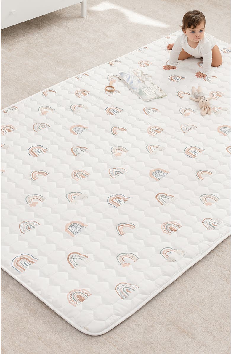 Comfy Cubs Premium Play Mat with Non-Slip Bottom, Rectangle, Alternate, color, Rainbow