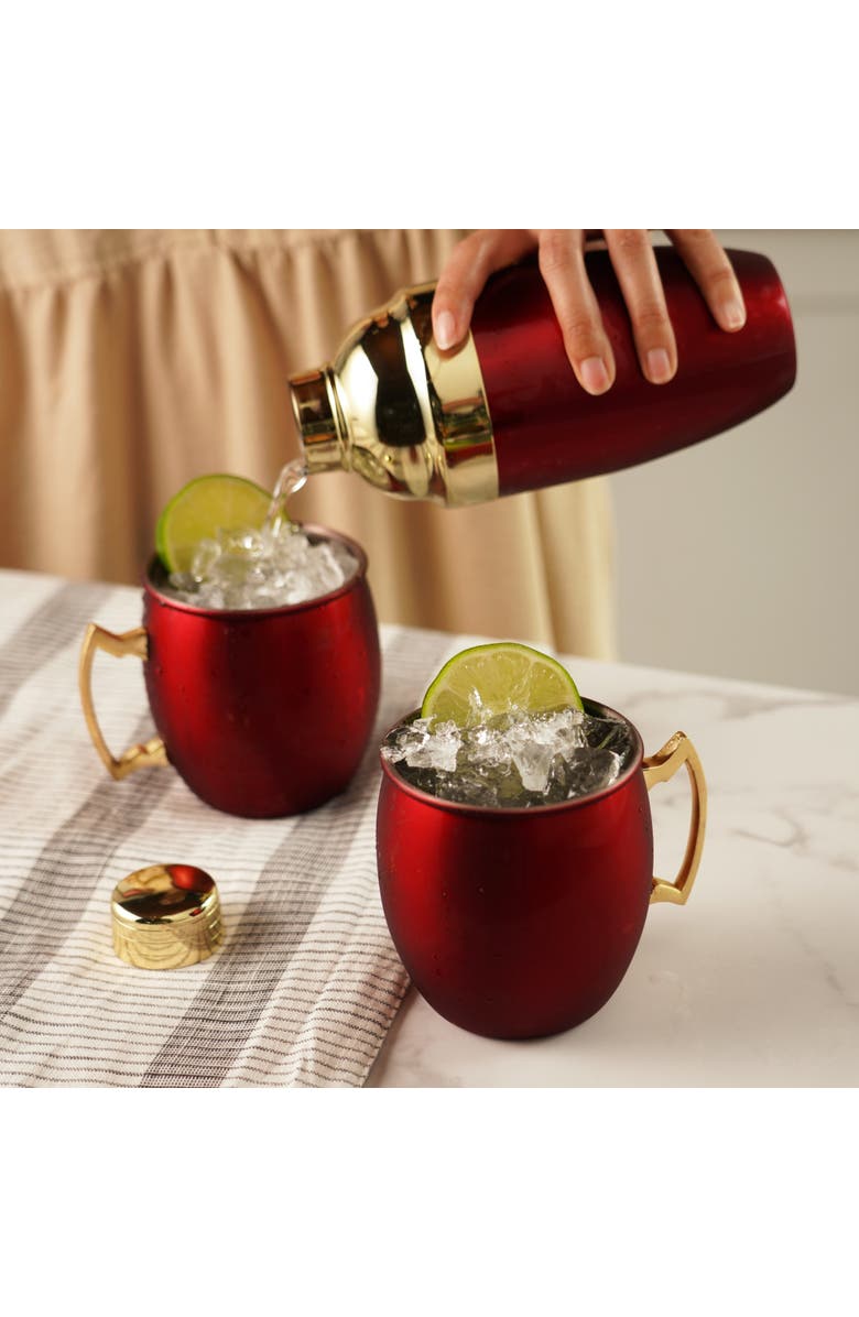 TWINE Moscow Mule Mug & Shaker Gift Set in Red, Alternate, color, Red