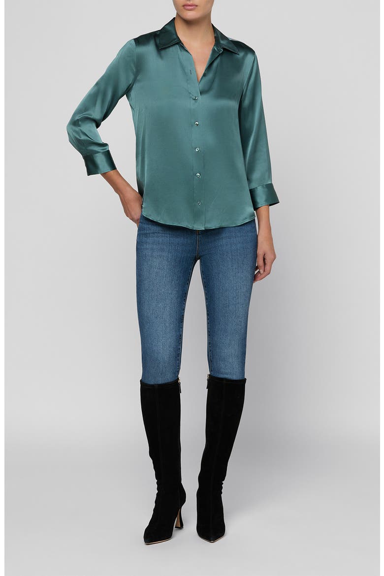 Dani Silk Charmeuse Blouse, Alternate, color, CADET BLUE