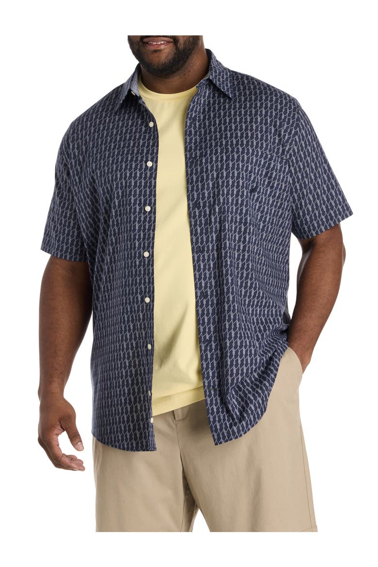 Big & Tall Rope-Printed Sport Shirt, Main, color, NAVY SEAS