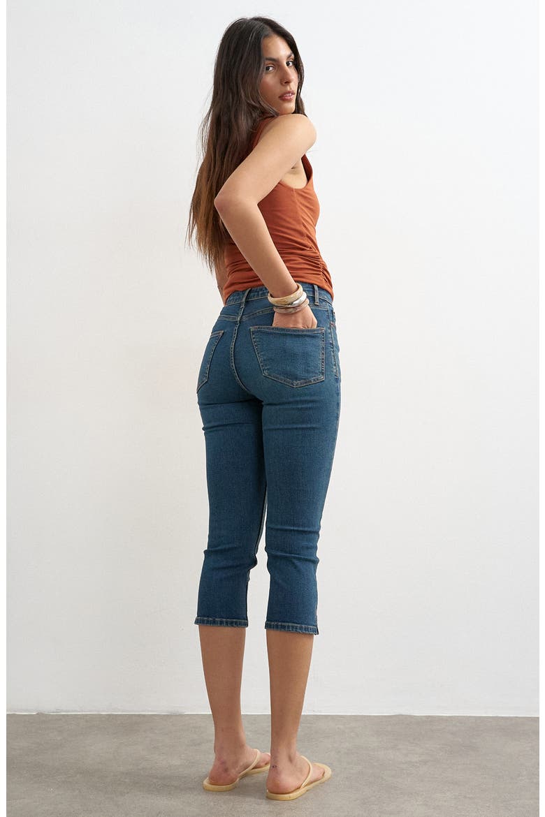 High Waist Capri Skinny Jeans, Alternate, color, MBLUE