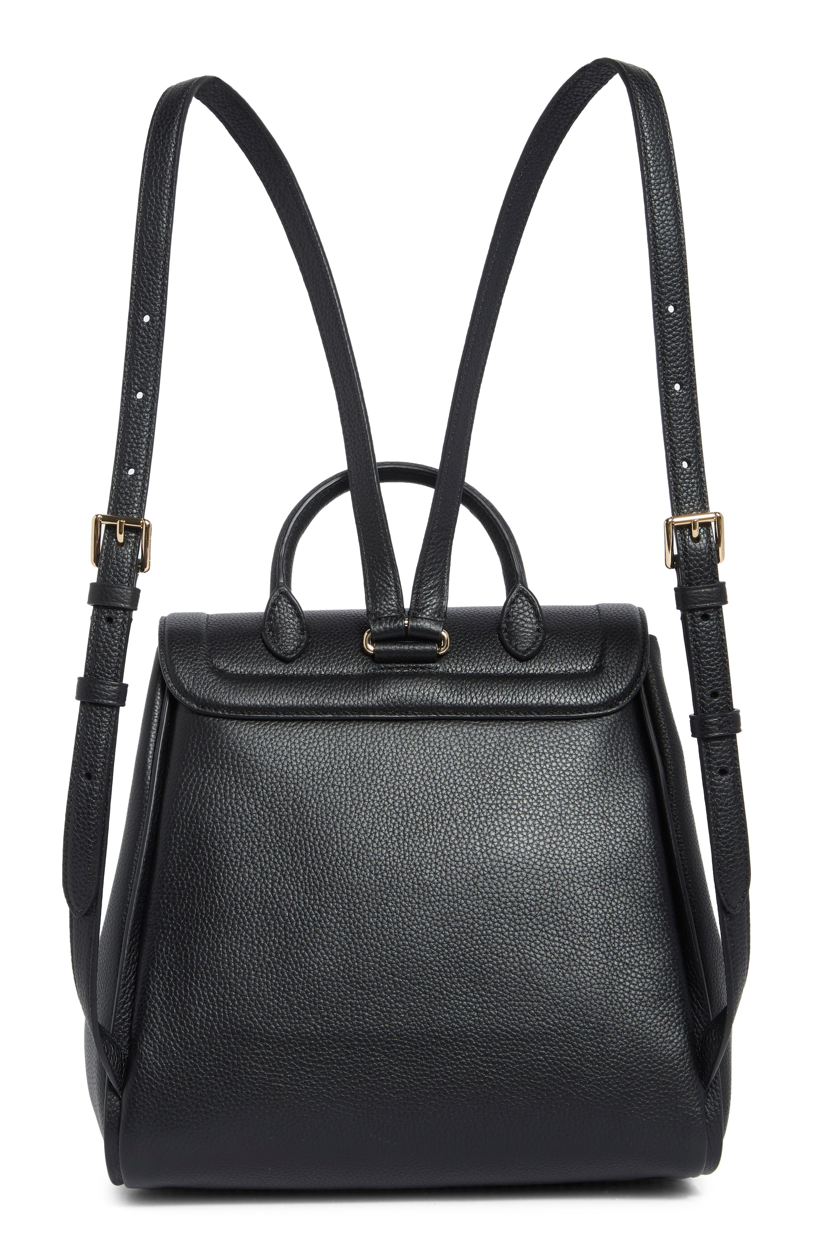 knott pebbled leather backpack, Alternate, color, BLACK