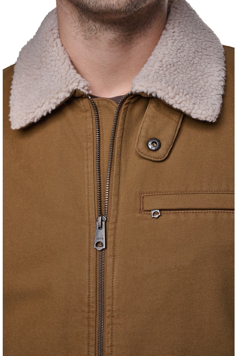 Western Utility Jacket with Faux Shearling Collar, Alternate, color, BROWN