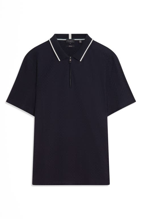 Ted Baker Cophen Stretch Cotton Zip Polo In Blue