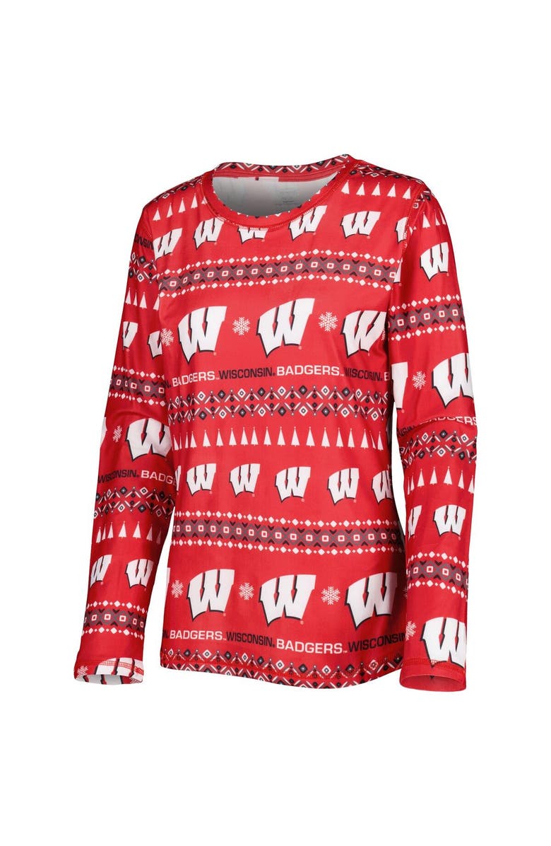 CONCEPTS SPORT Women's Concepts Sport Red Wisconsin Badgers Flurry Ugly Sweater Long Sleeve T-Shirt & Pants Sleep Set, Alternate, color, 