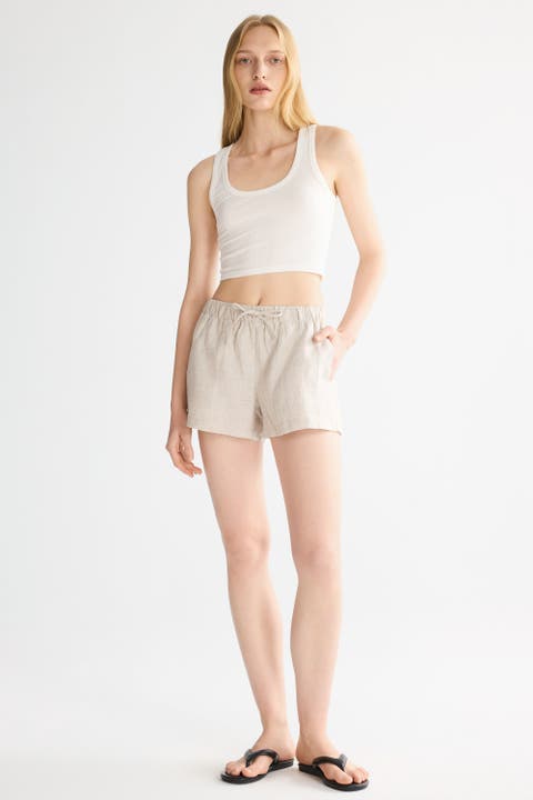Relaxed Linen Drawstring Shorts