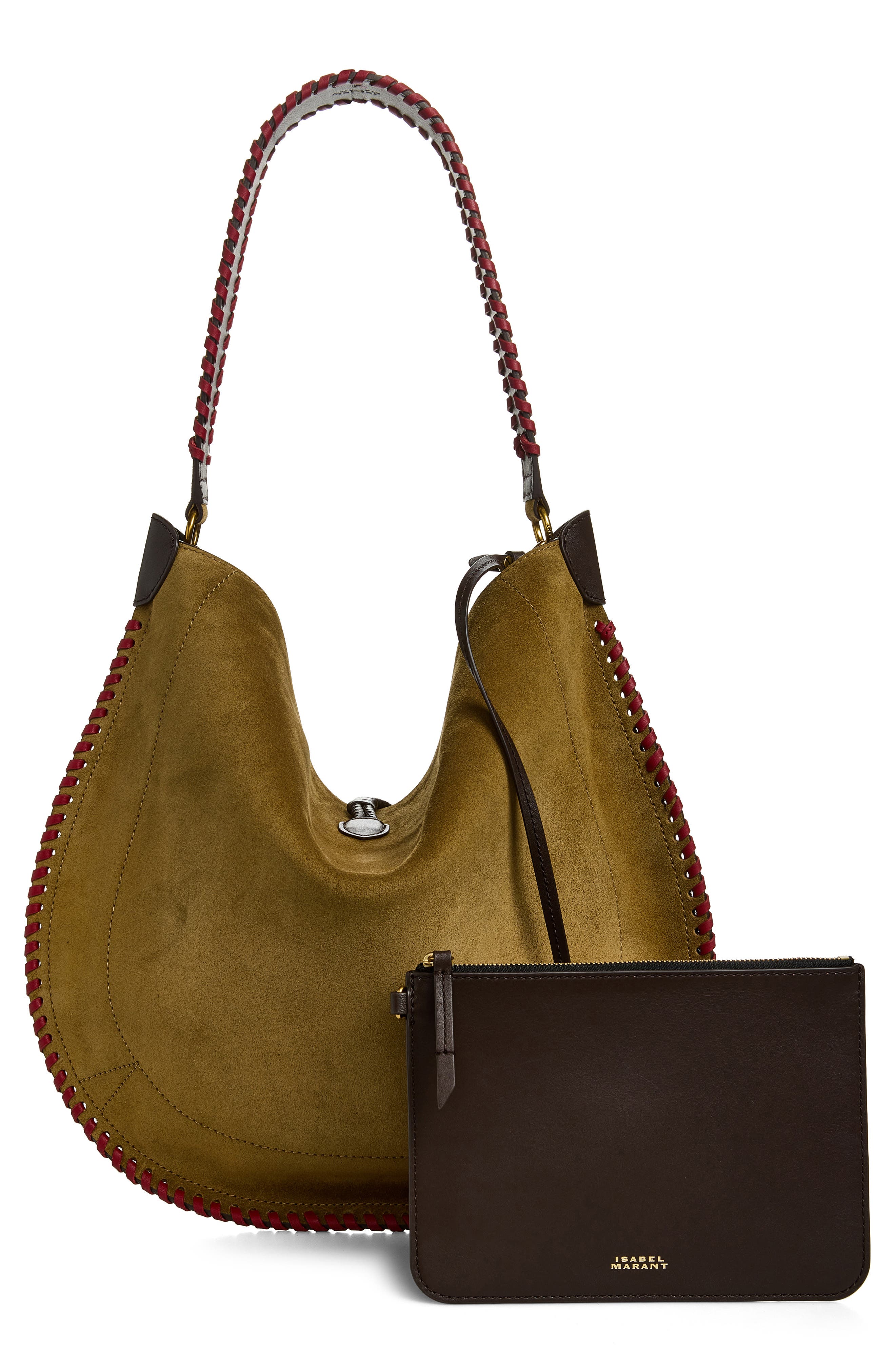 Oskan Soft Hobo Bag, Alternate, color, TAUPE/ CHERRY