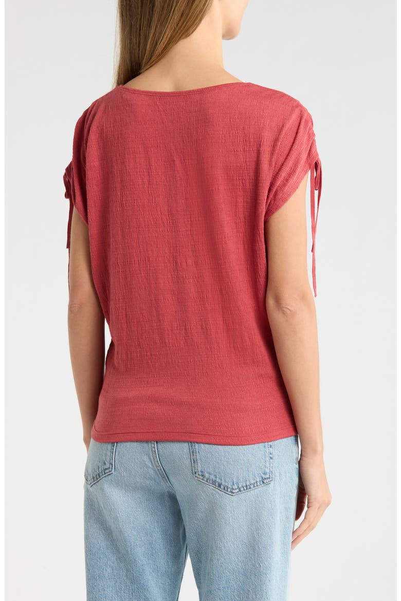 Ruched Shoulder Textured Knit Top, Alternate, color, WASHED RED