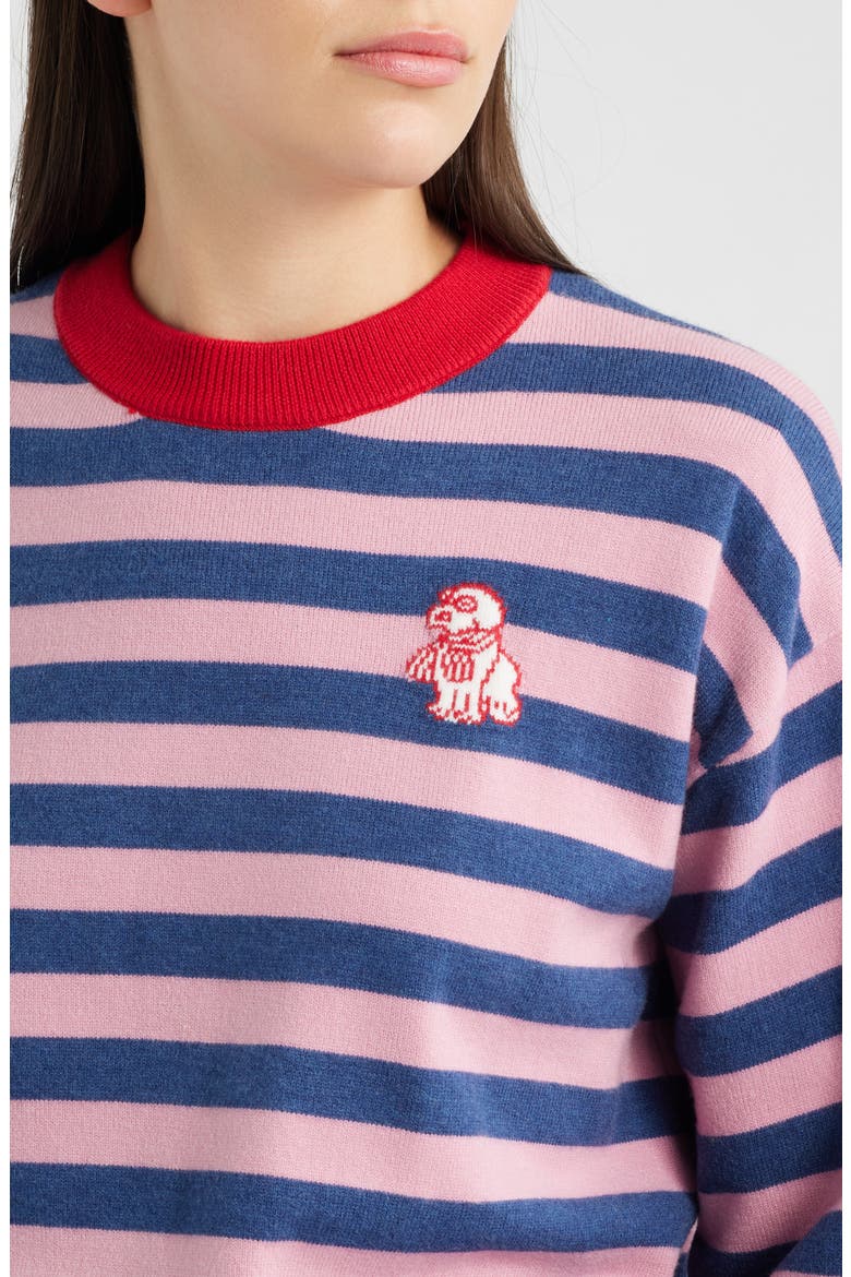 Akita Striped Sweater, Alternate, color, ROSE