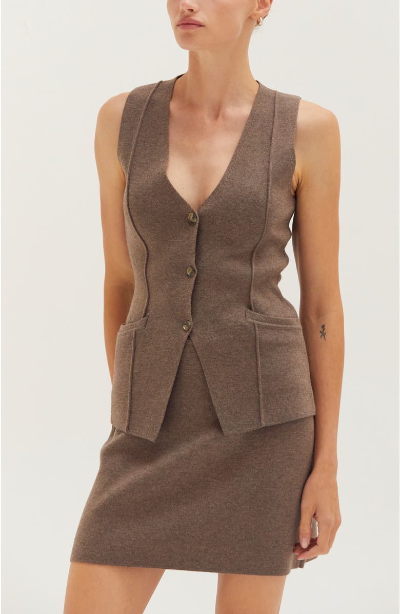 CRESCENT Jacquard Knit Vest, Main, color, Espresso