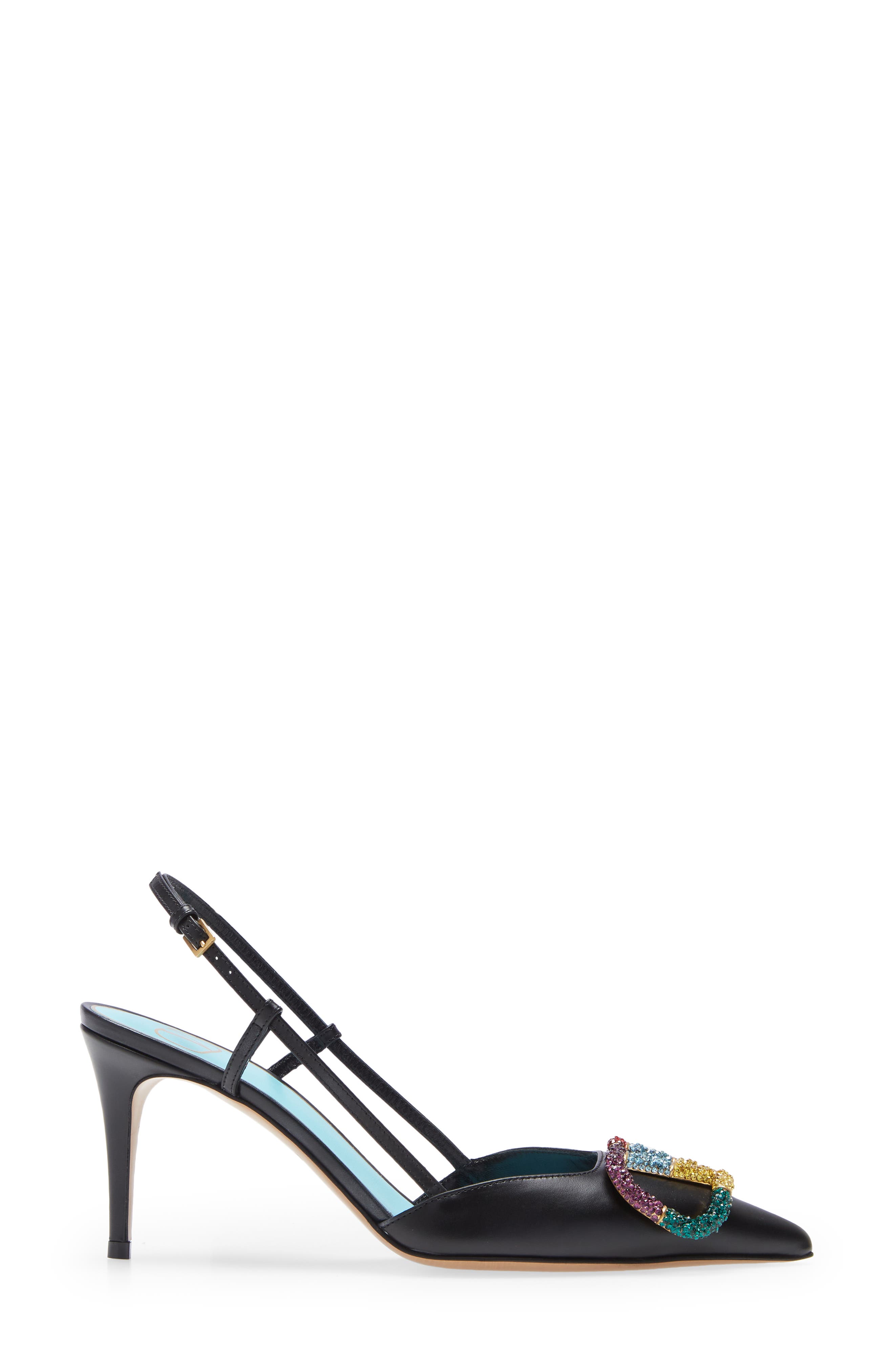 Valentino Garavani Rainbow Crystal VLOGO Pointed Toe Slingback Sandal, Alternate, color, 