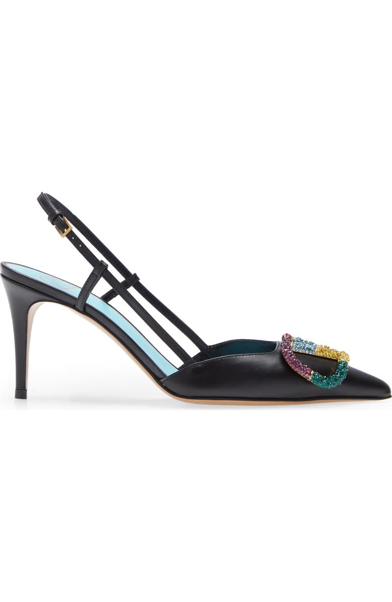 Valentino Garavani Rainbow Crystal VLOGO Pointed Toe Slingback Sandal, Alternate, color,