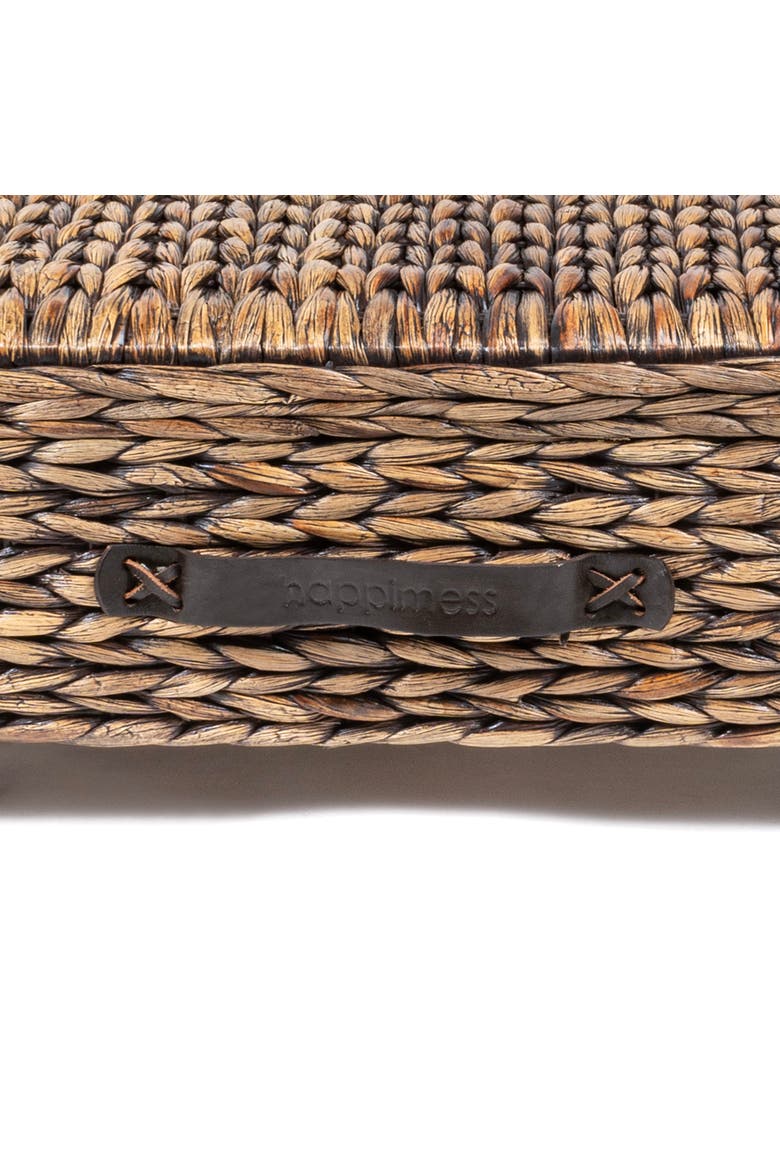 Chett Minimalist Hand-Woven Hyacinth/Wood Underbed Storage Bin with Wheels and Handles, Alternate, color, Brown Wash