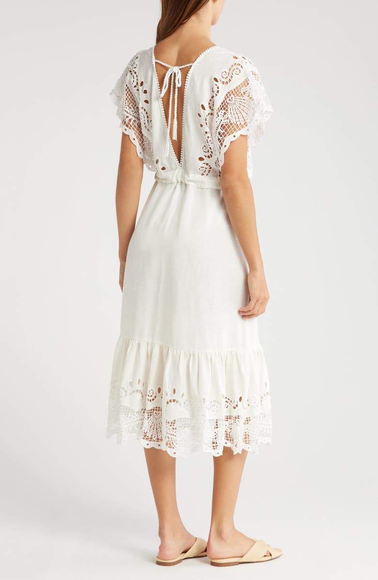 FARM Rio Eyelet Embroidery Linen Blend Cover-Up Dress, Alternate, color, 