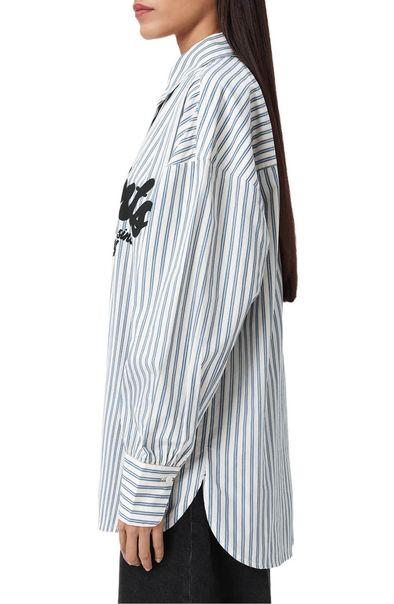 AllSaints Adrianne Logo Shirt, Alternate, color, Blue/ White