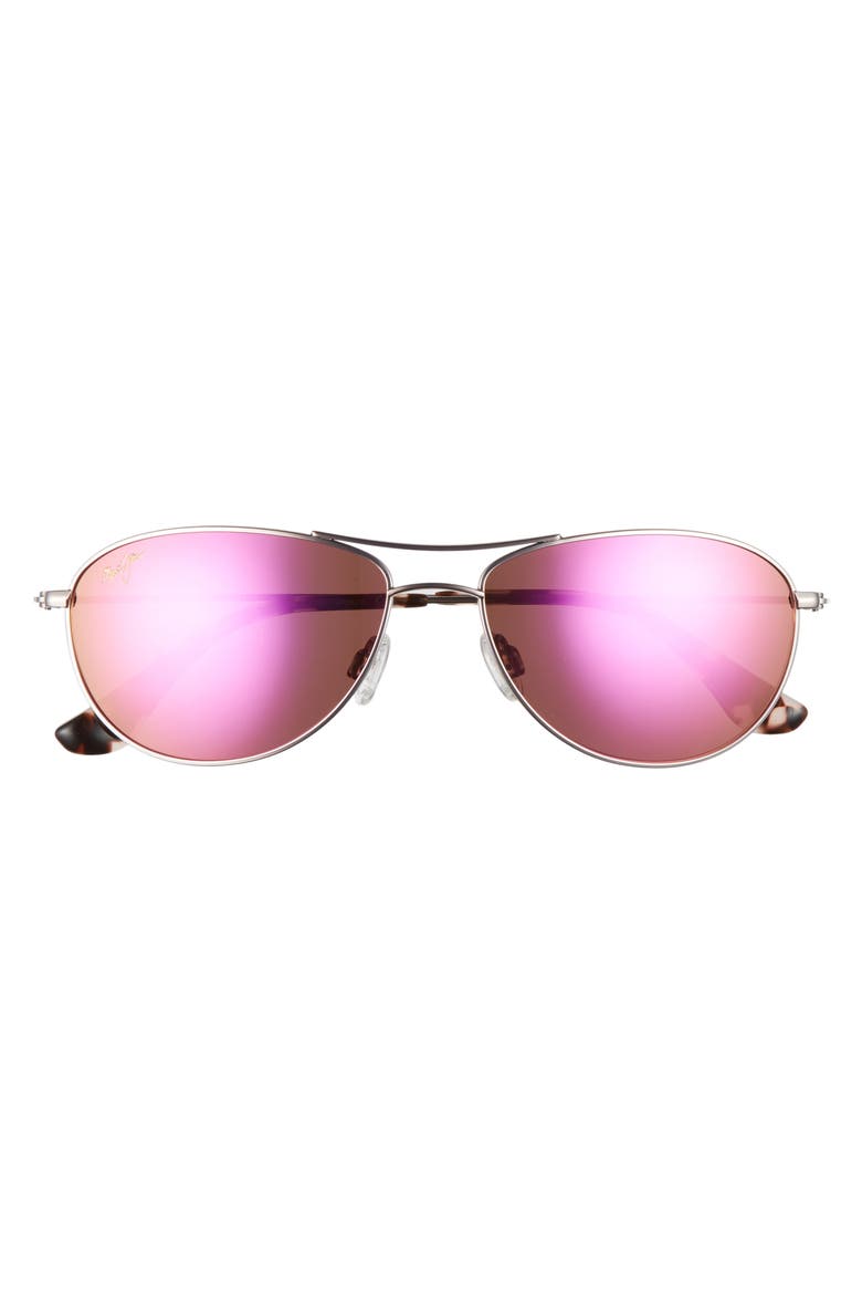 Baby Beach 56mm Mirrored PolarizedPlus2® Aviator Sunglasses, Alternate, color, ROSE GOLD/ MAUI SUNRISE