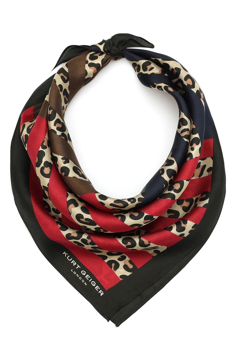 Kurt Geiger London Mixed Stripe Silk Bandana, Main, color,