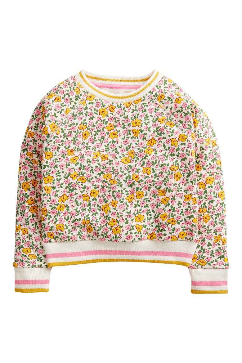Kids' Floral Print Cotton Blend Sweatshirt, Main, color, VANILLA POD VINTAGE FLORAL