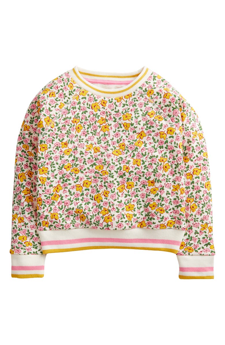 Mini Boden Kids' Floral Print Cotton Blend Sweatshirt, Main, color,