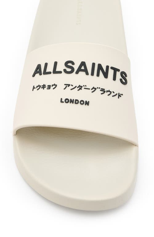 Allsaints Underground Logo Slip On Slides In White