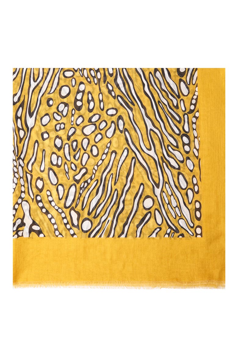 Animal Print Cotton Scarf, Alternate, color, MUSTARD