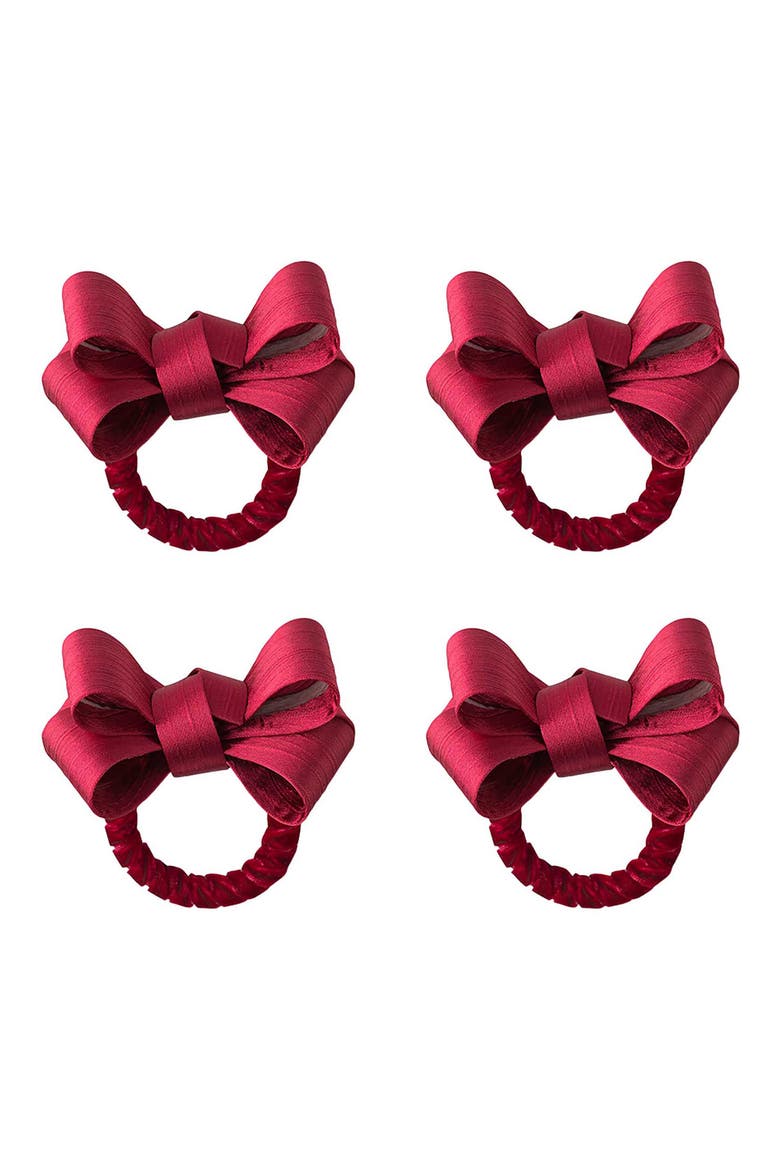 Tuxedo Set of 4 Napkin Rings, Main, color, RUBY