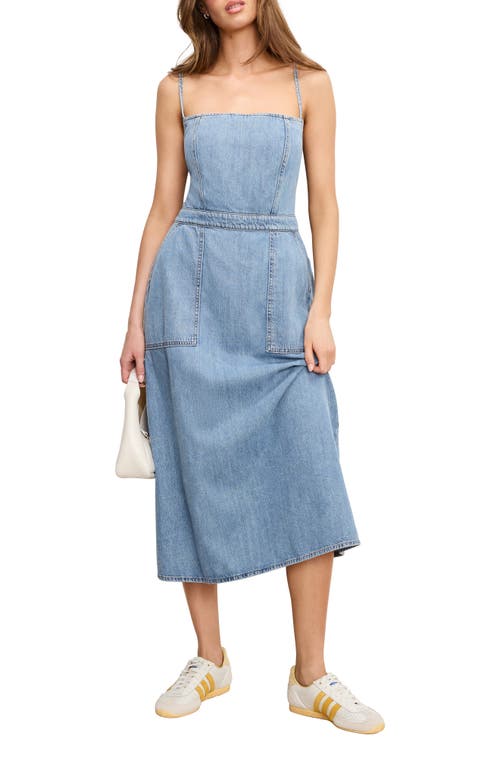 Good American Womens Indigo794 Fit For Success Open-back Denim-blend Midi Dress In Blue