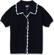 Lands' End Girls Short Sleeve Collared Sweater