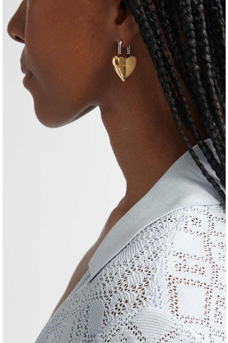 Heart Lock Drop Earrings, Alternate, color, GOLDEN/ SILVERY
