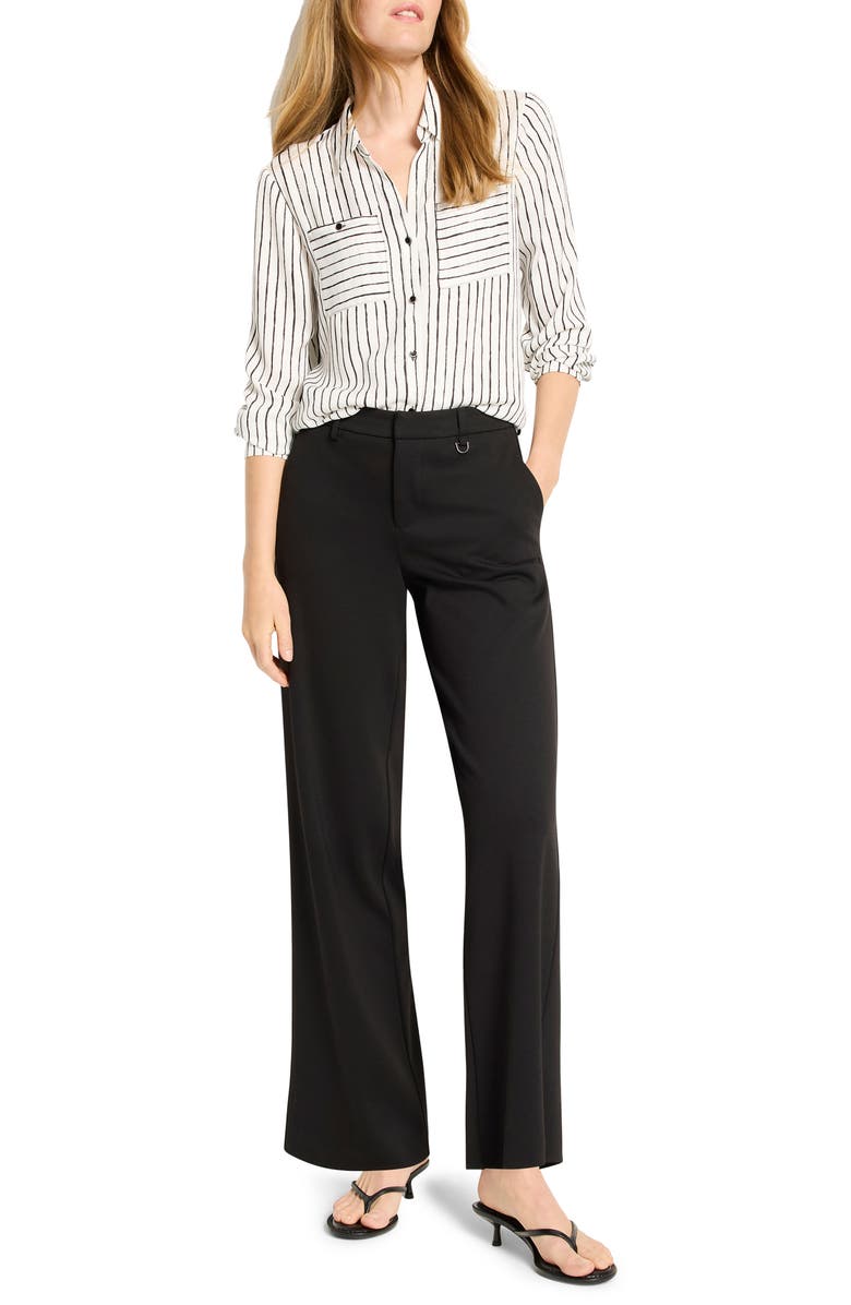 NIC+ZOE Lenox Buckle Detail Wide Leg Ponte Pants, Alternate, color, Black Onyx