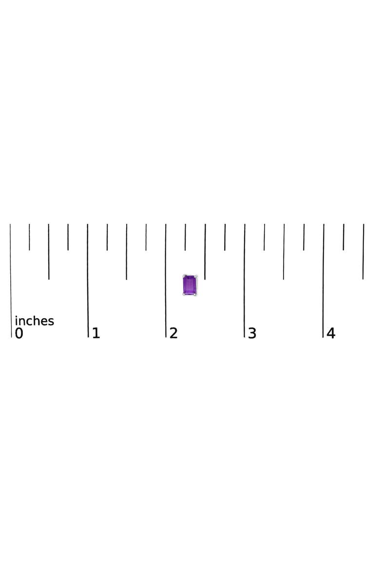 14K Gold 6x4MM Emerald Shaped Gemstone Solitaire Stud Earrings, Alternate, color, Purple Amethyst | White