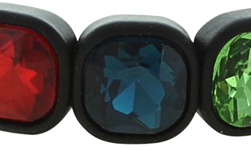 Olivia Welles Zoe Rainbow Crystal Stretch Bracelet In Matte Black/multi