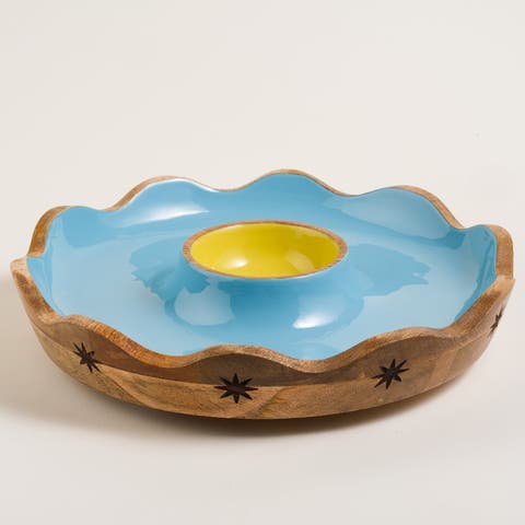 Lakri Carved Mango Wood Serving Bowl | Artisan Serving