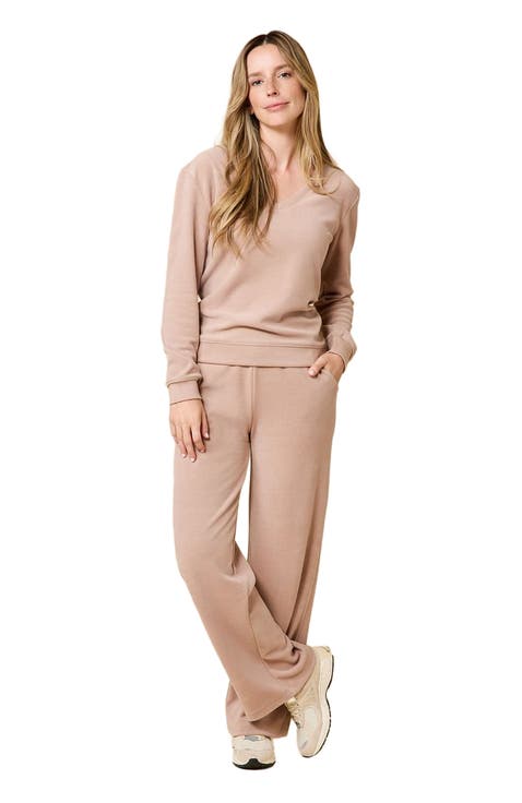 Vintage Velvet V-Neck with Wide Leg Pant