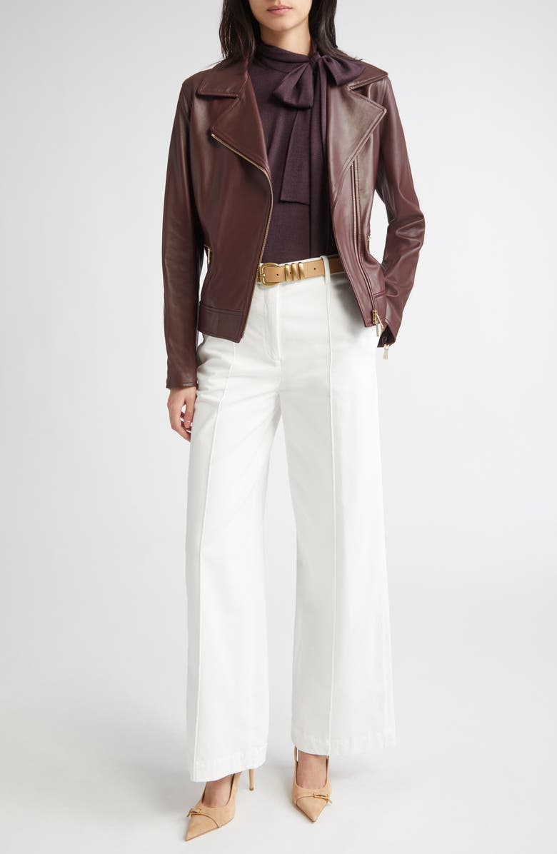 Eleventy Leather Moto Jacket, Alternate, color, 167 Bordeaux